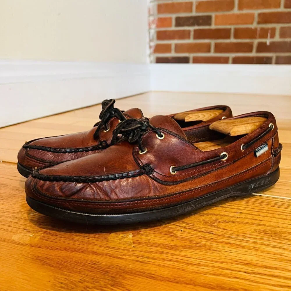 Sebago Brown Leather Boat Deck Shoes Mens US 10